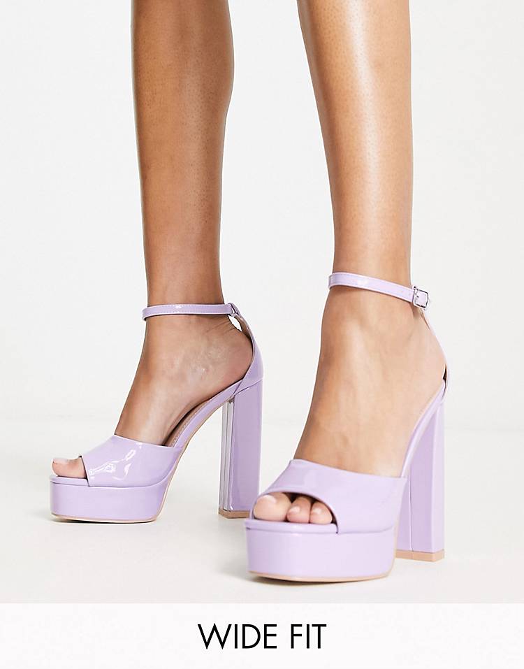 RAID Wide Fit Aasma platform heeled sandals in lilac patent